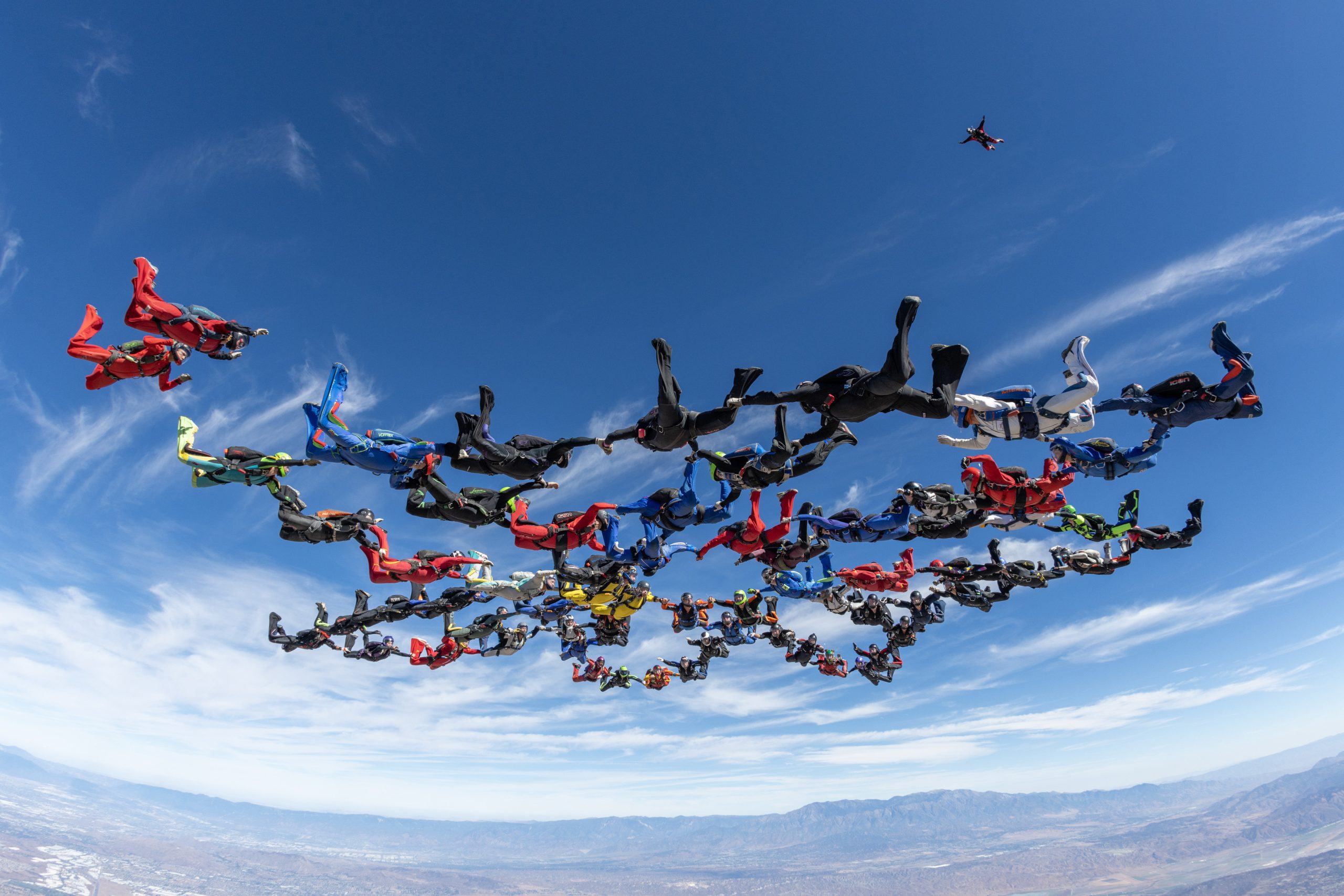 skydivers flying in belly formation