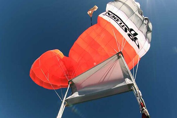 Line over malfunction on a square parachute.