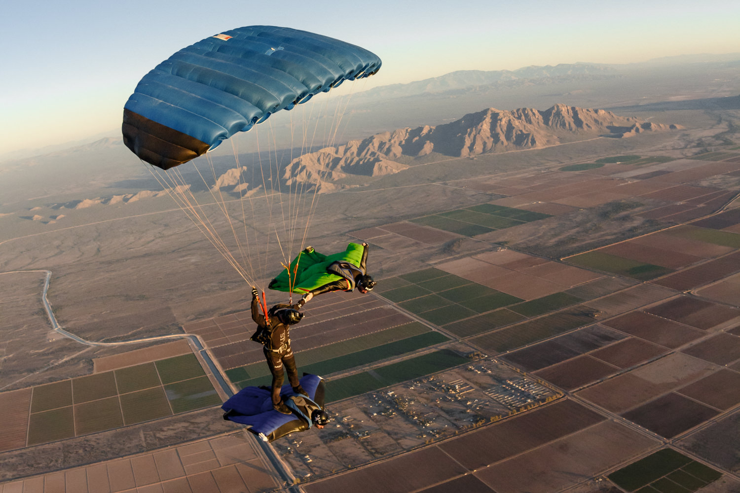 dan dupuis wingsuiting with two other flyers