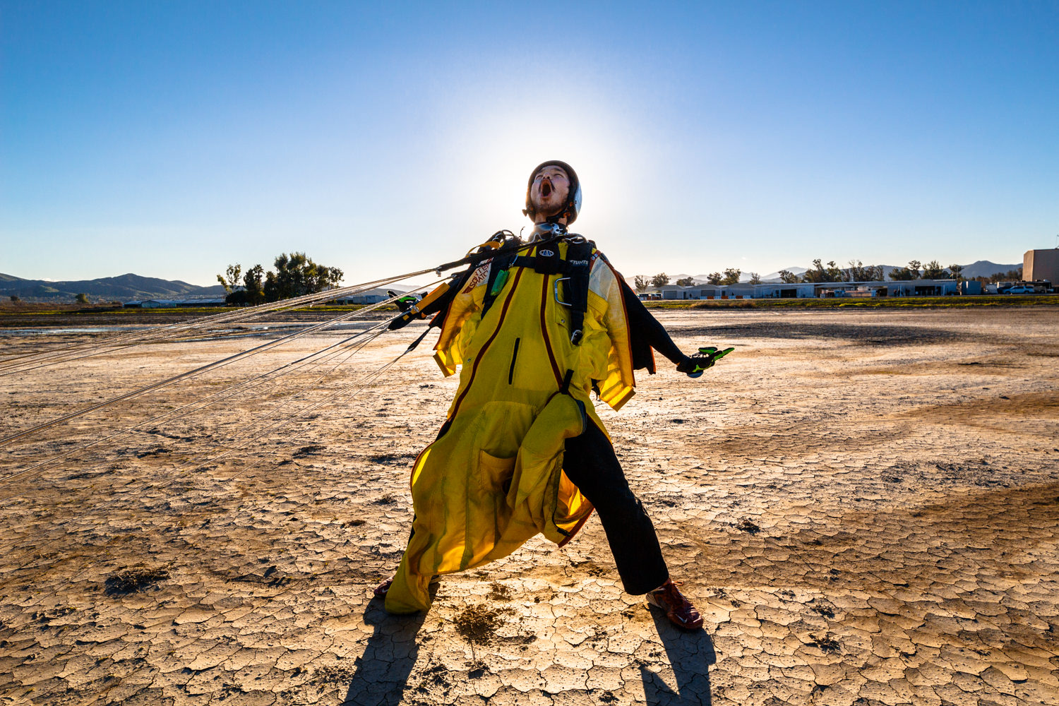 wakita nozomu after first wingsuit jump