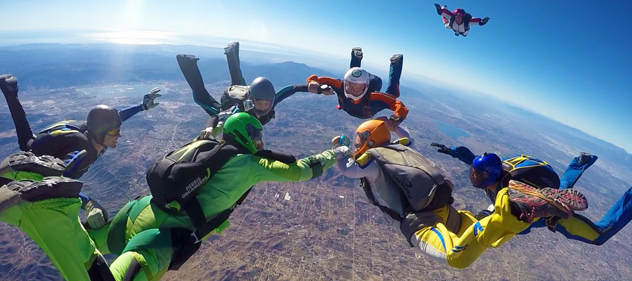 skydiving in winter