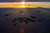 Sunset skydive formation
