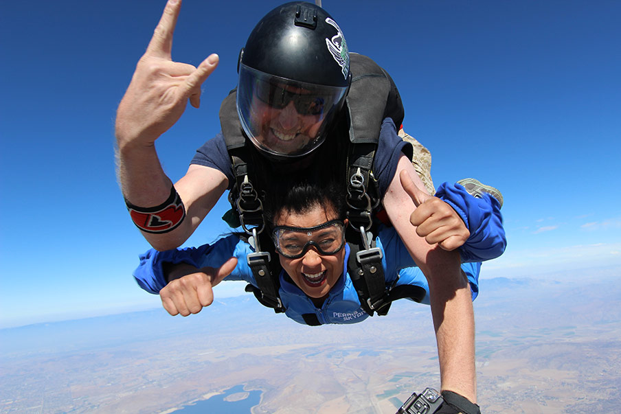 tandem skydiving over Los Angeles